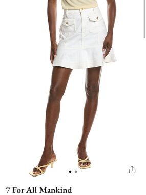 7 For All Mankind White Flounce Skirt with Flared Hem